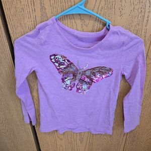 Place Lavender Sequin Butterfly Long Sleeve Tee